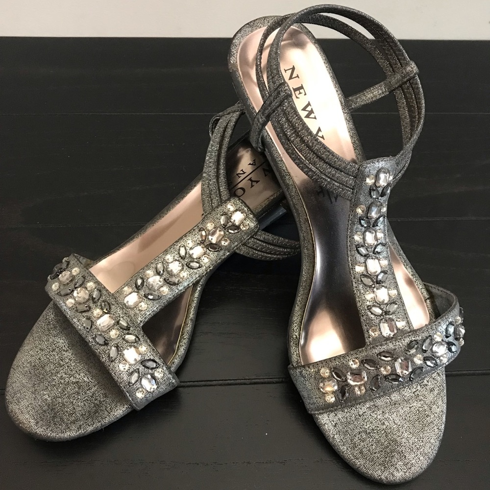 New York Transit silver glitter wedge size 9 1/2 M